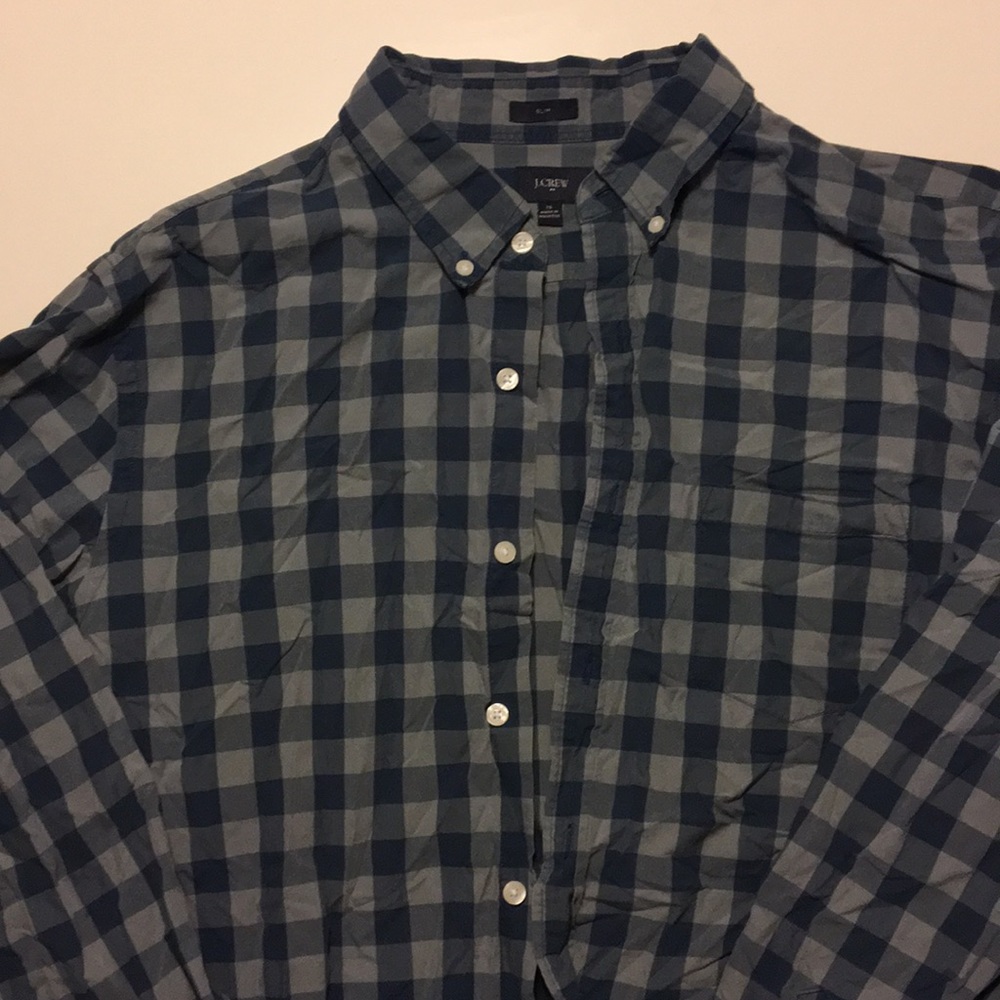 J. Crew Factory Store Blue Plaid Button Down XL
